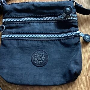Kipling Black Messenger Bag with Silver Accents